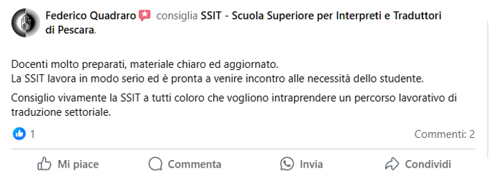 Federico Quadraro recensione SSIT Pescara
