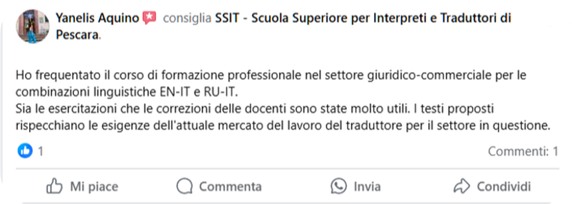 Yanelis Aquino recensione SSIT Pescara